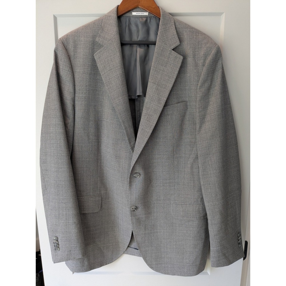 Peter Millar Mens Grey 100% Wool Sharkskin 2-Button Blazer Sport Coat 44T READ